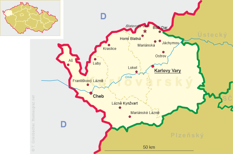 Map of Karlovarský kraj