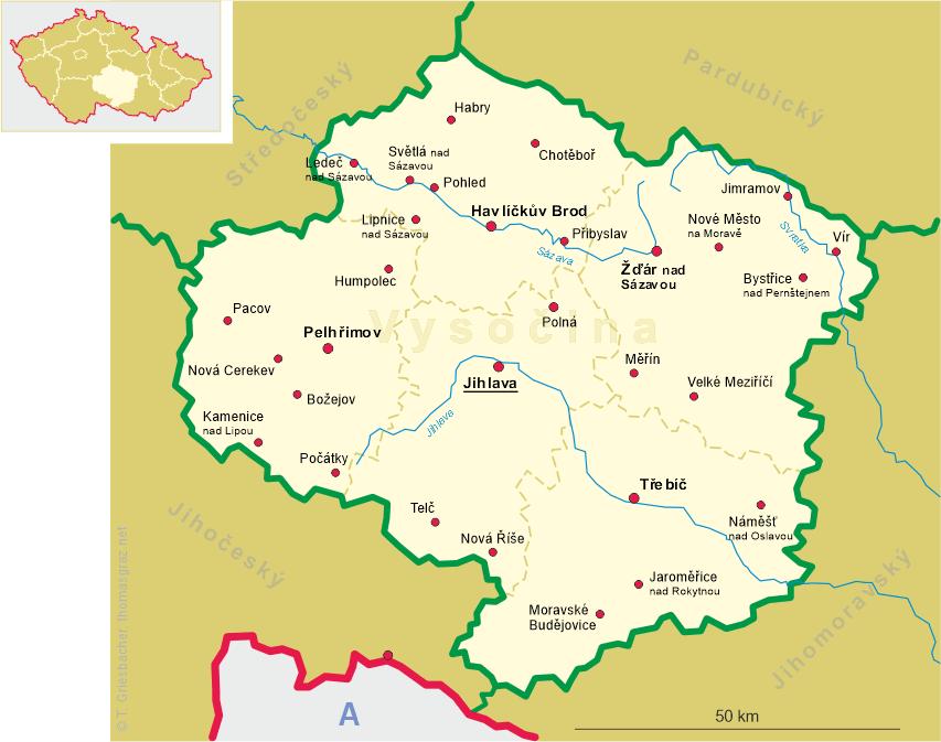 Map of Vysočina