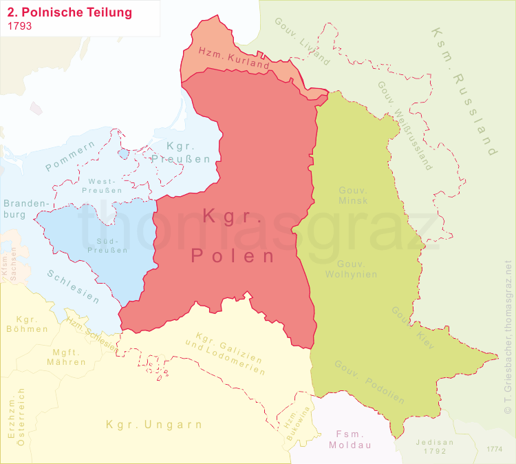 map of 2nd Partition of Poland 1793