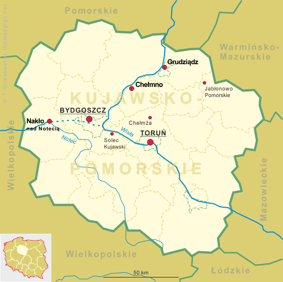 Map of Kujawsko-Pomorskie (Kuyavia-Pomerania)