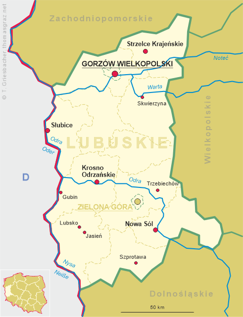 Map of Lubuskie (Lebus)