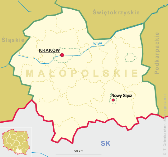 Map of Małopolskie (Lesser Poland)