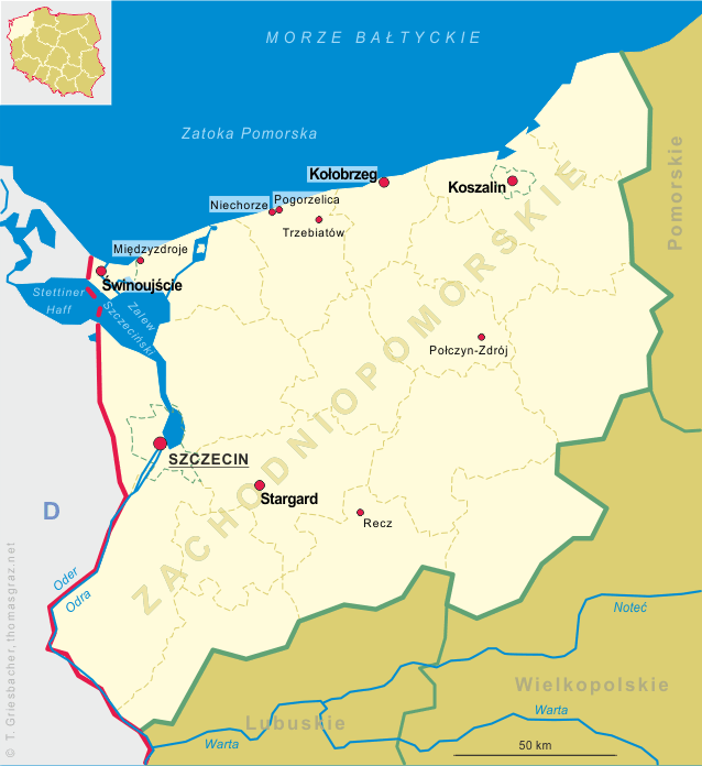 Map of Zachodniopomorskie (West Pomerania)