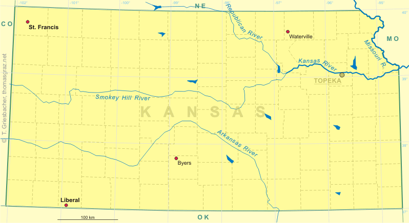 Clickable map of Kansas