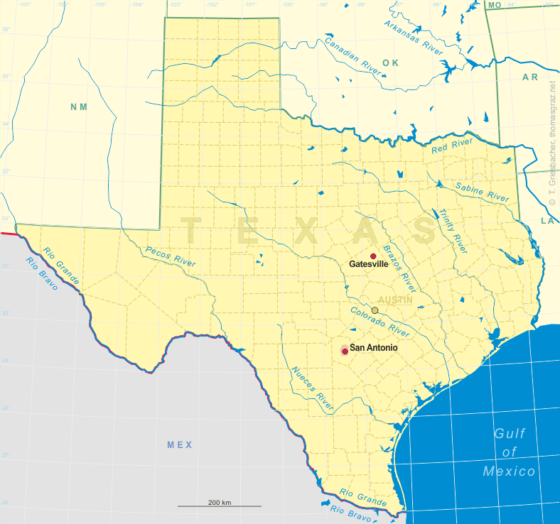 Clickable map of Texas