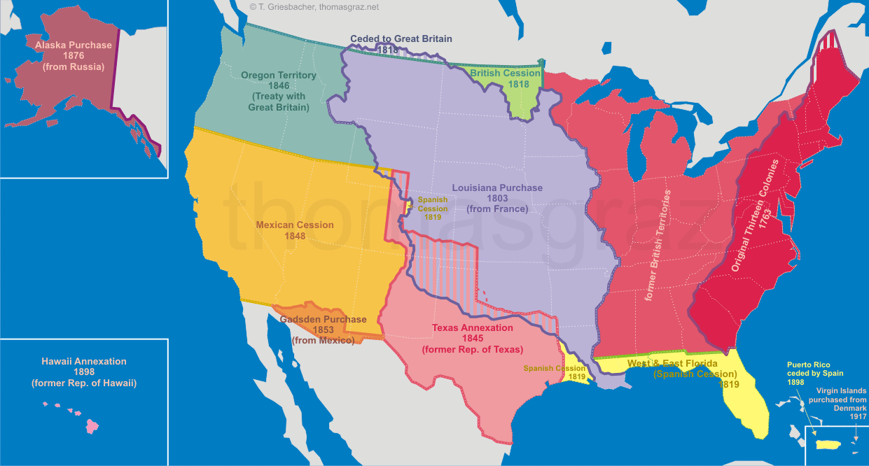 map of US Territorial Acquisitions