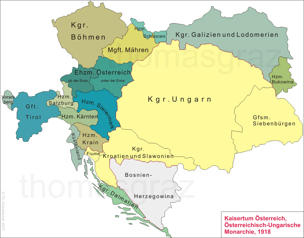 map of the Austro-Hungarian Monarchy in 1918