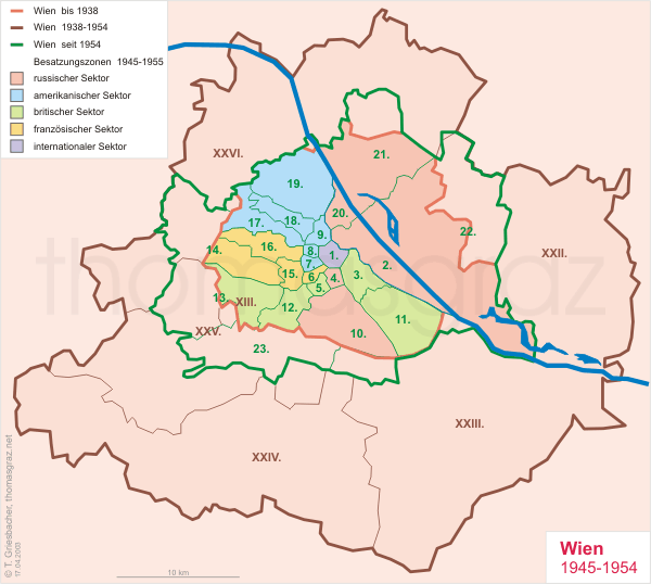 map of Vienna 1938 / 1945 / 1954