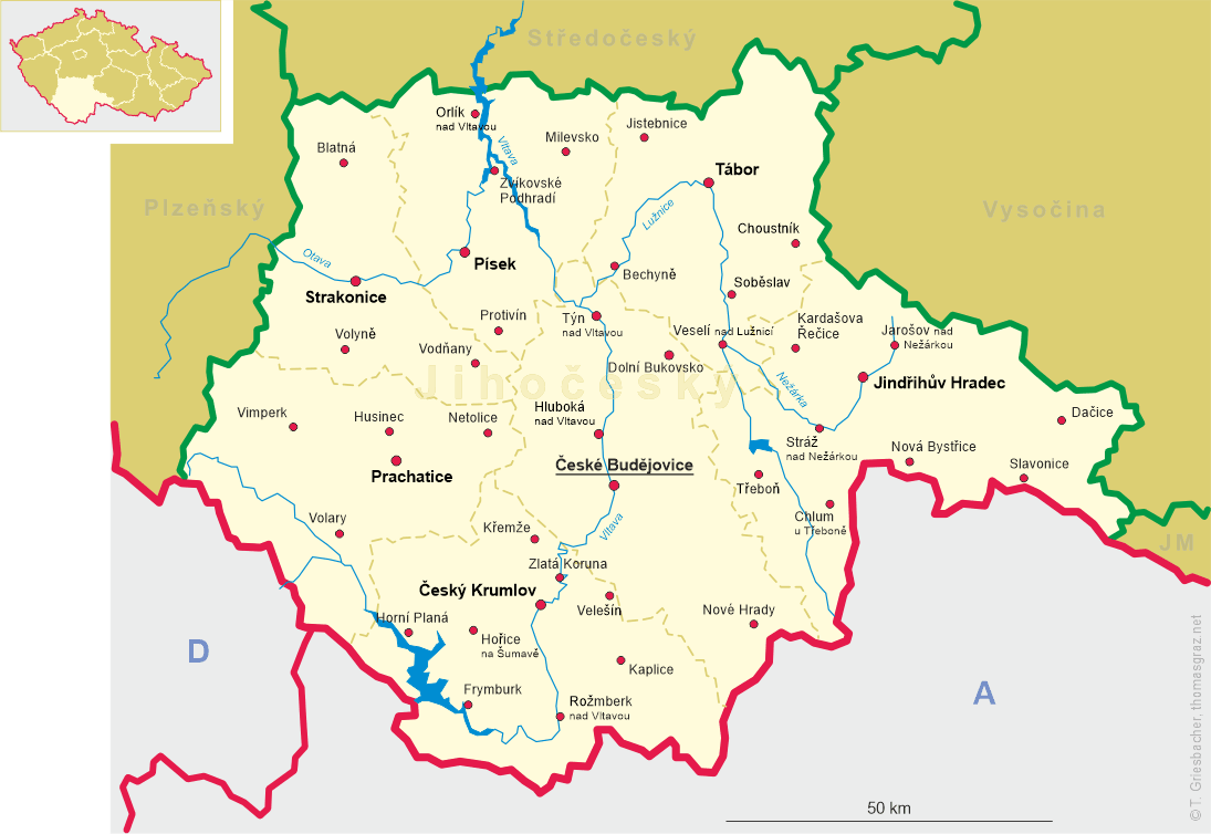 Map of Jihočeský kraj