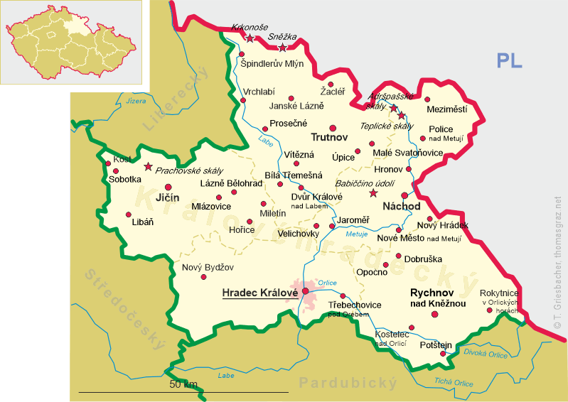 Map of Královéhradecký kraj