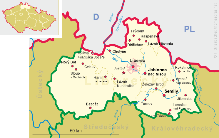 Map of Liberecký kraj