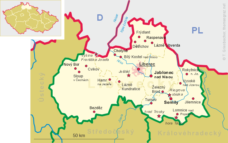 Map of Liberecký kraj