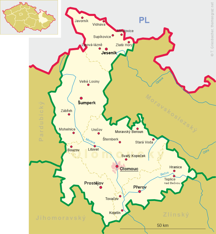 Map of Olomoucký kraj