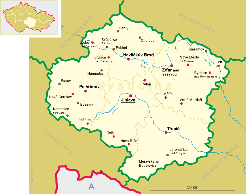 Map of Vysočina