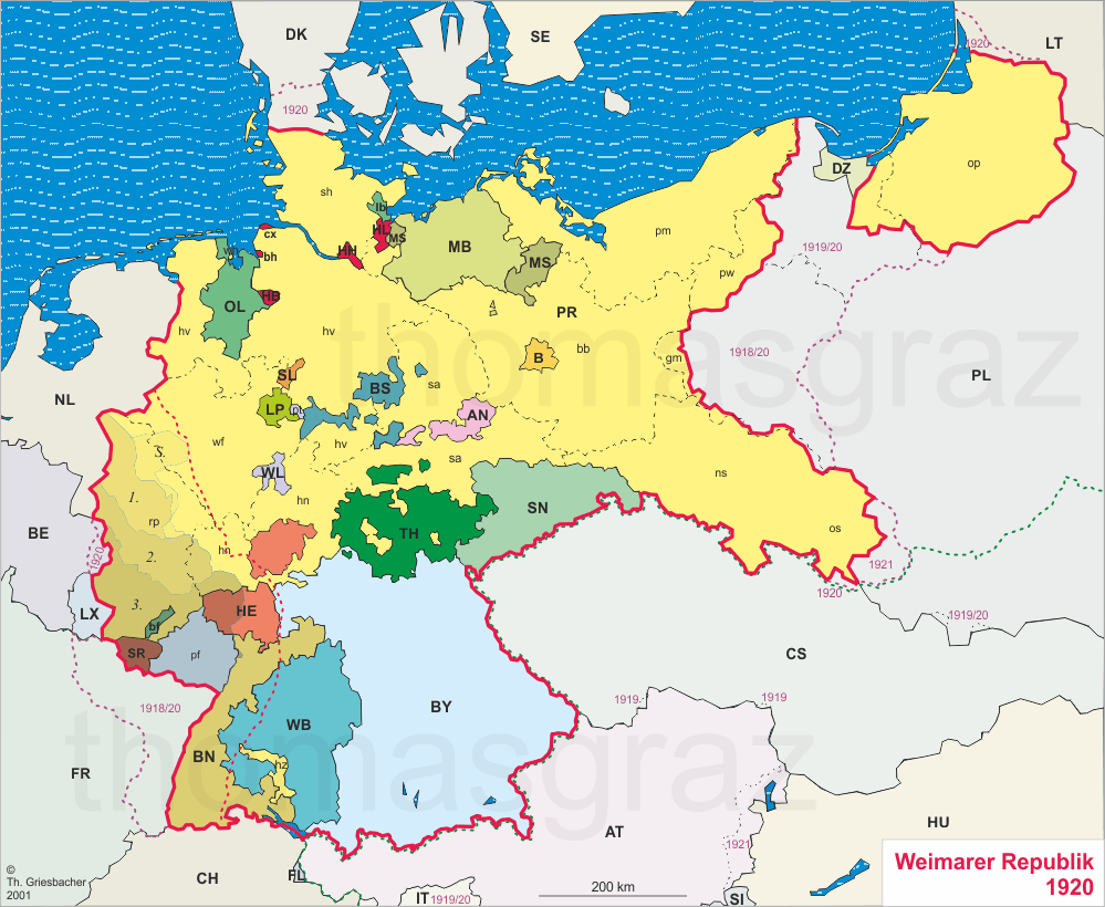 map of Germany (Weimar Republic) in 1920