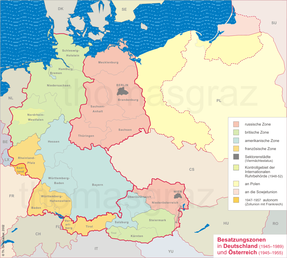 map of Germany and Austria after 1945