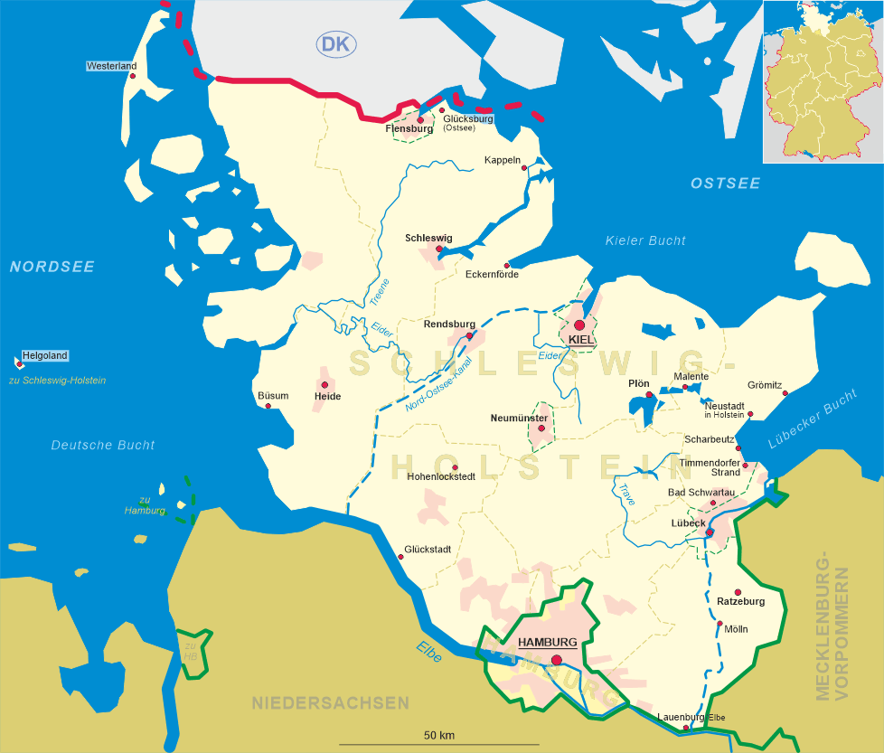 Map of Hamburg and Schleswig-Holstein