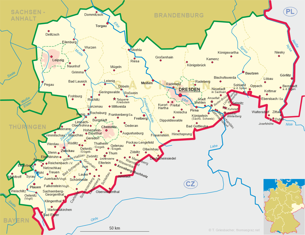 Map of Saxony