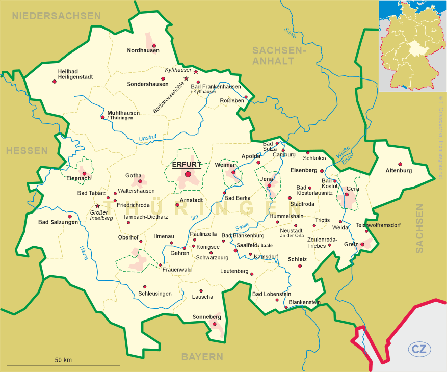 Map of Thuringia