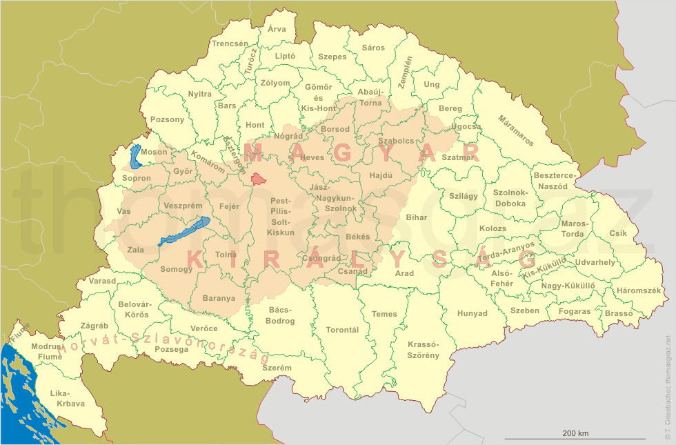 map of Hungary until 1918