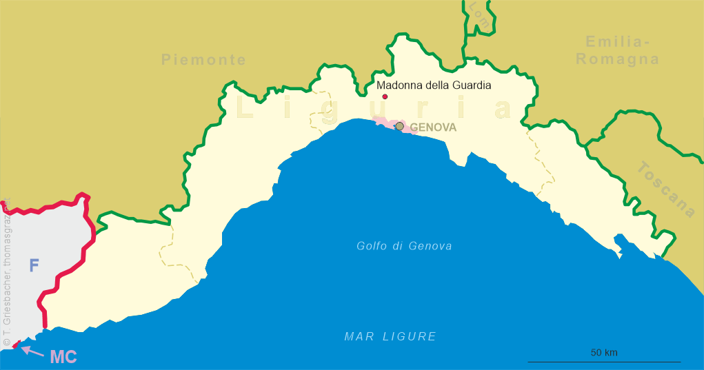 map of Liguria
