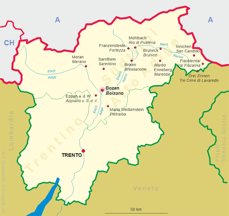 map of Trentino-Alto Adige/Südtirol