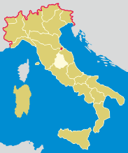 small map of Umbria in Italy