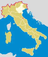 small map of Veneto in Italy
