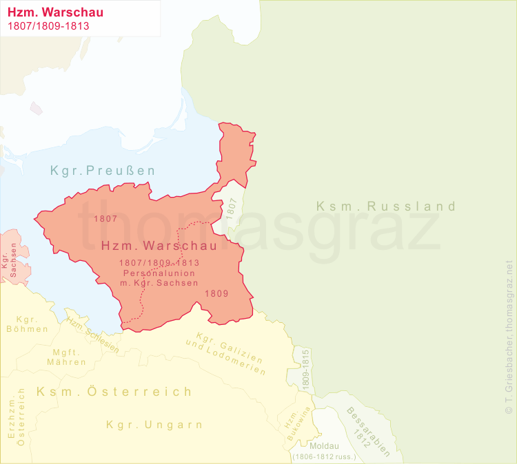 map of Duchy of Warsaw 1807/1809