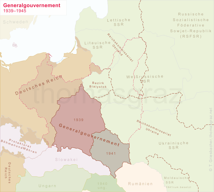 map of Generalgouvernement 1939–1941