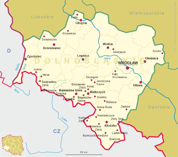 Map of Dolnośląskie (Lower Silesia)