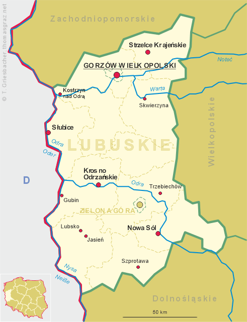 Map of Lubuskie (Lebus)