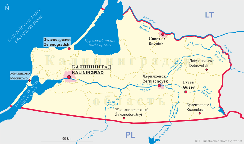 Map of Kaliningradskaja oblast'