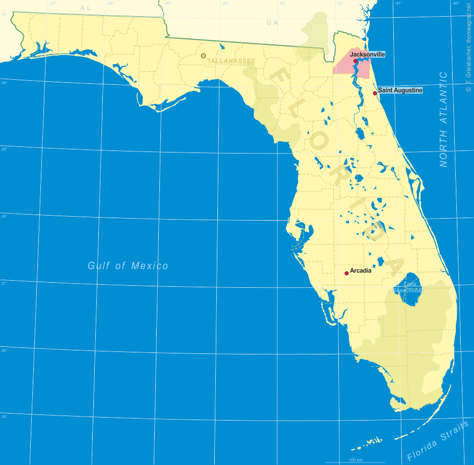 Clickable map of Florida