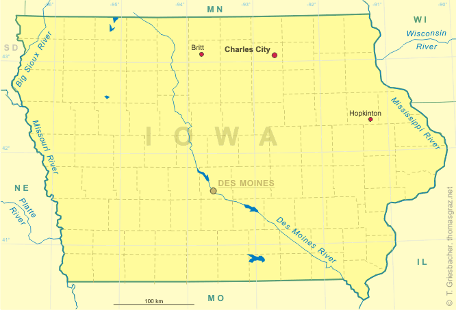 Clickable map of Iowa