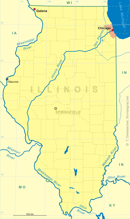 Clickable map of Illinois