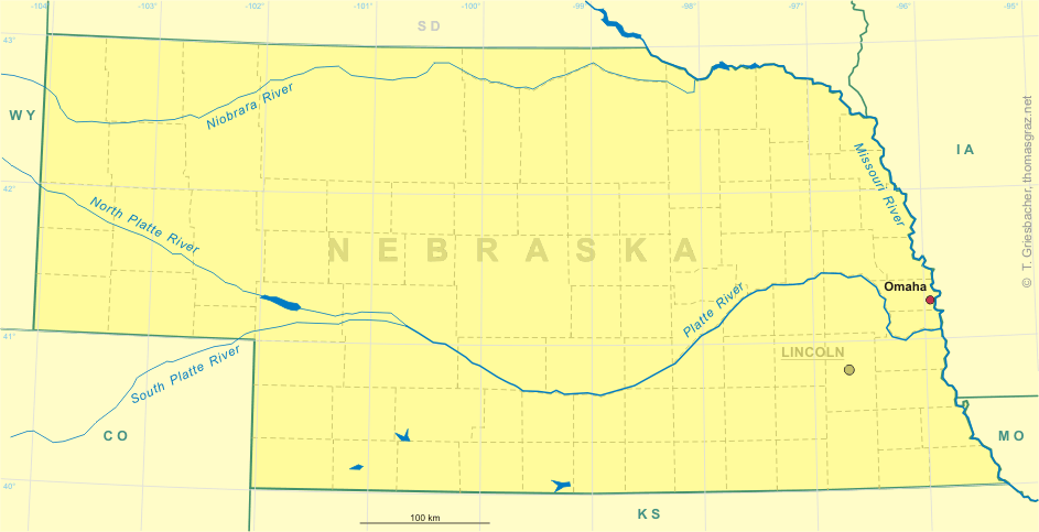Clickable map of Nebraska