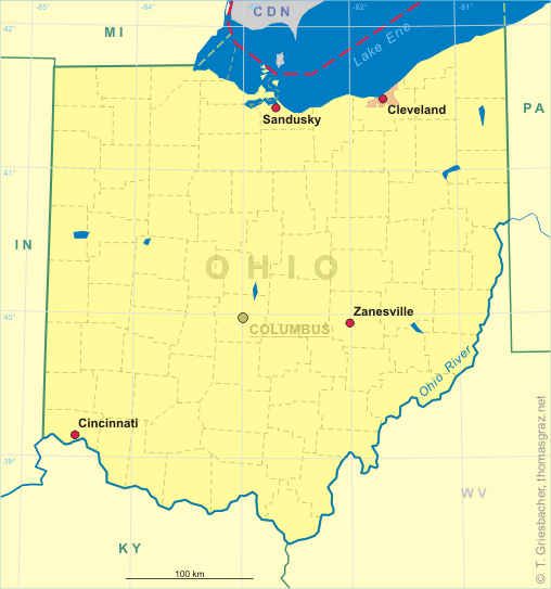 Clickable map of Ohio