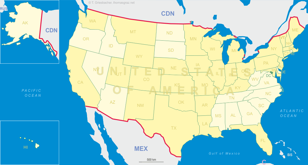 Clickable map of the USA
