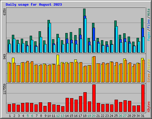 Daily usage for August 2023