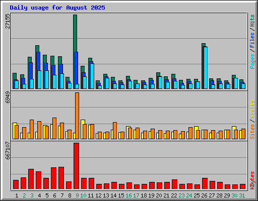 Daily usage for August 2025
